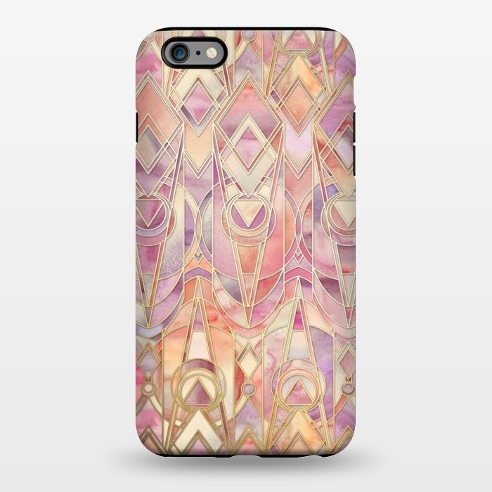iPhone 6/6s plus StrongFit Glowing Coral and Amethyst Art Deco Pattern by Micklyn Le Feuvre