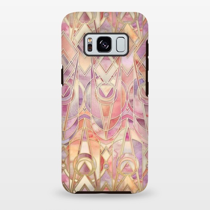 Galaxy S8 plus StrongFit Glowing Coral and Amethyst Art Deco Pattern by Micklyn Le Feuvre