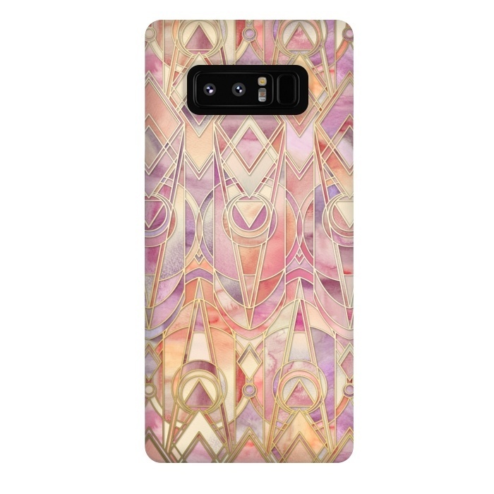 Galaxy Note 8 StrongFit Glowing Coral and Amethyst Art Deco Pattern by Micklyn Le Feuvre