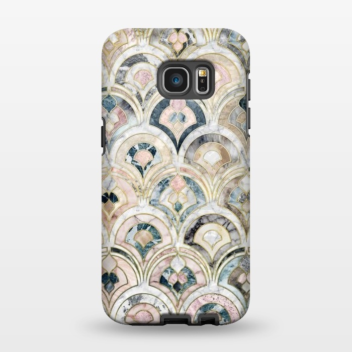 Galaxy S7 EDGE StrongFit Art Deco Marble Tiles in Soft Pastels by Micklyn Le Feuvre