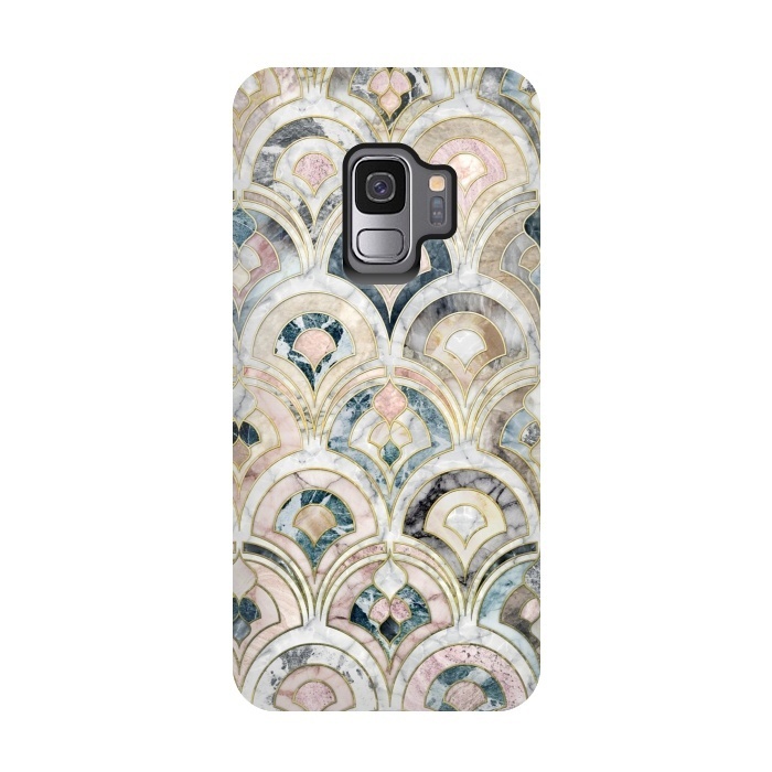 Galaxy S9 StrongFit Art Deco Marble Tiles in Soft Pastels by Micklyn Le Feuvre