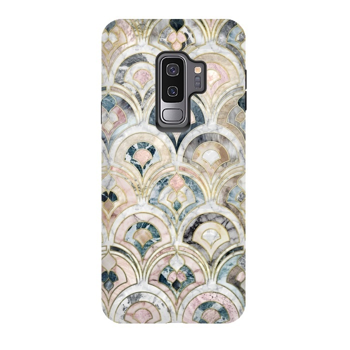 Galaxy S9 plus StrongFit Art Deco Marble Tiles in Soft Pastels by Micklyn Le Feuvre