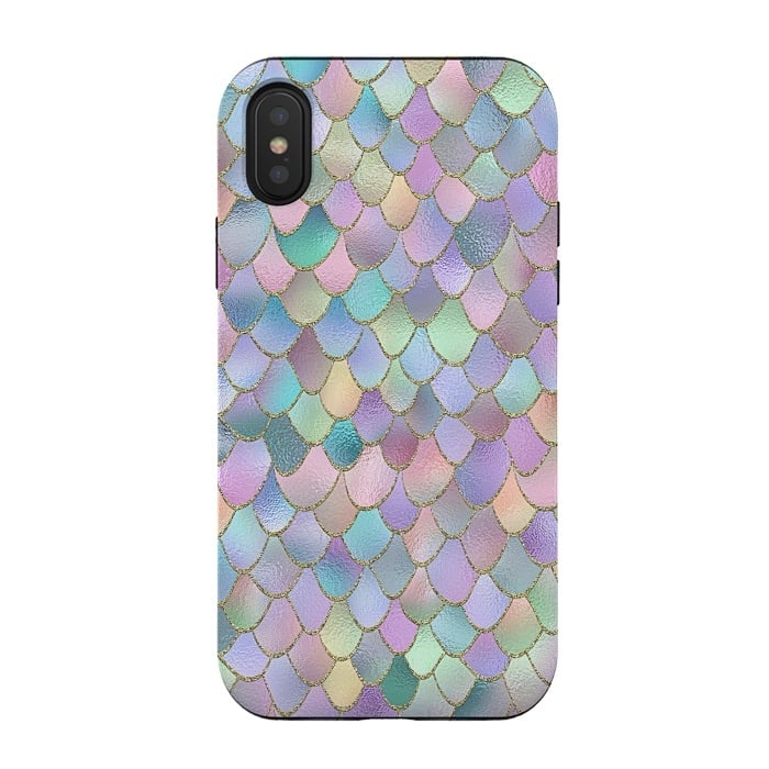 iPhone Xs / X StrongFit Lavender and Pink Wonky Mermaid Scales by  Utart