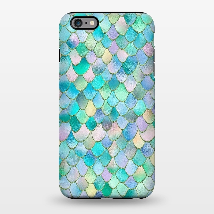 iPhone 6/6s plus StrongFit Teal and Green Wonky Metal Mermaid Scales by  Utart