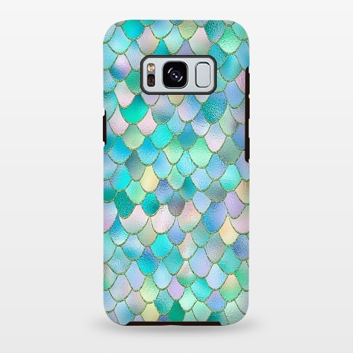 Galaxy S8 plus StrongFit Teal and Green Wonky Metal Mermaid Scales by  Utart