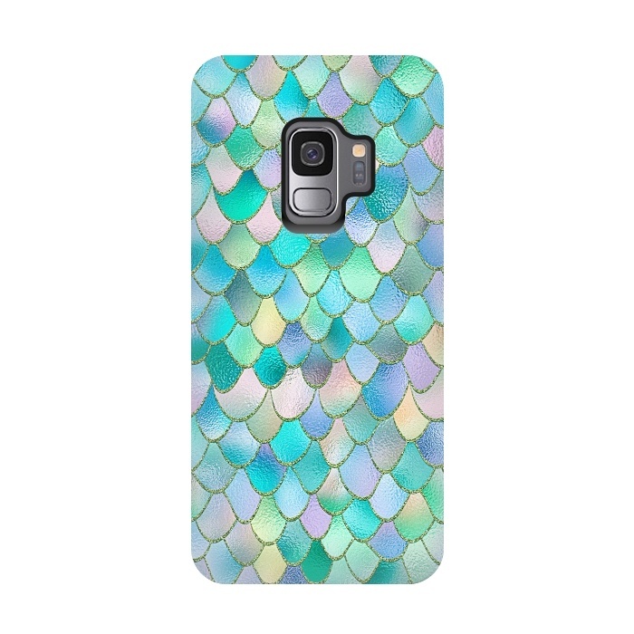 Galaxy S9 StrongFit Teal and Green Wonky Metal Mermaid Scales by  Utart