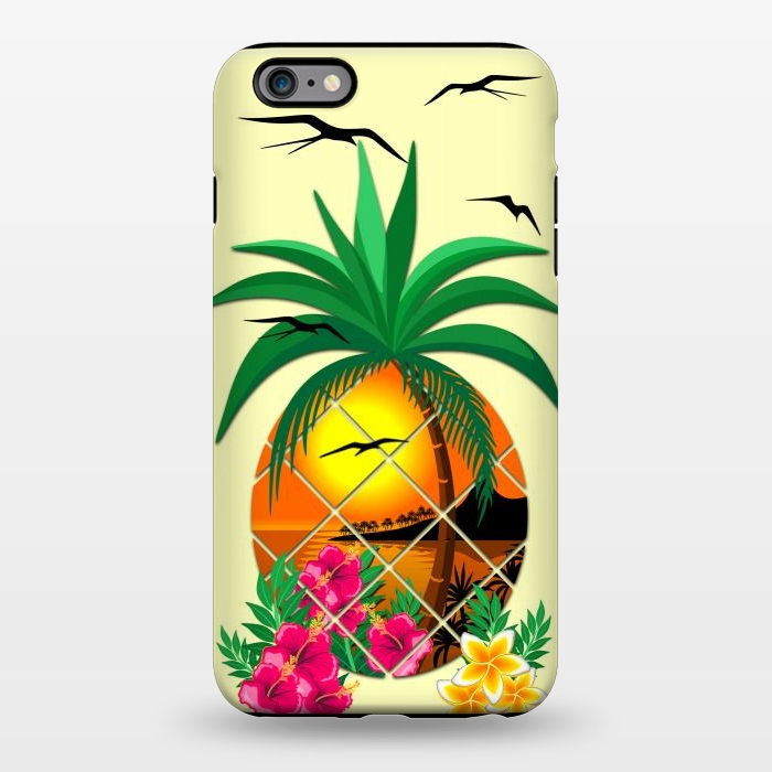 iPhone 6/6s plus StrongFit Pineapple Tropical Sunset, Palm Tree and Flowers by BluedarkArt