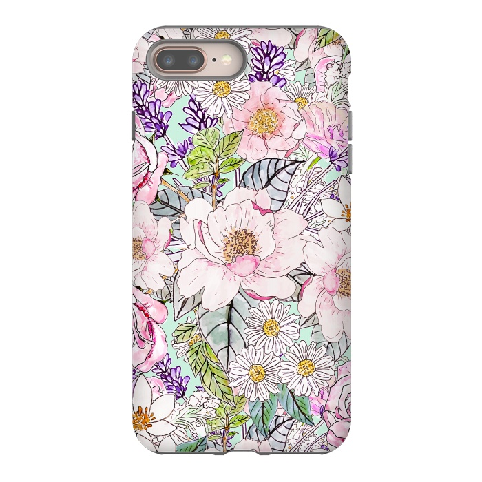 iPhone 7 plus StrongFit Watercolor garden peonies floral hand paint  by InovArts