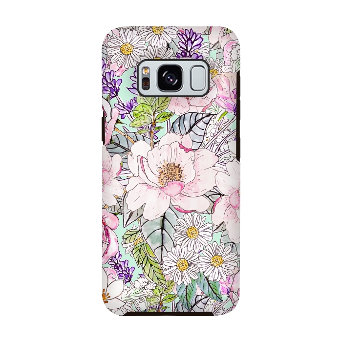 Galaxy S8 StrongFit Watercolor garden peonies floral hand paint  by InovArts