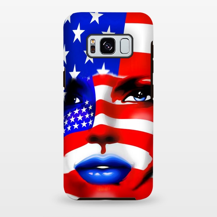Galaxy S8 plus StrongFit Usa Flag on Beatiful Girl's Face by BluedarkArt