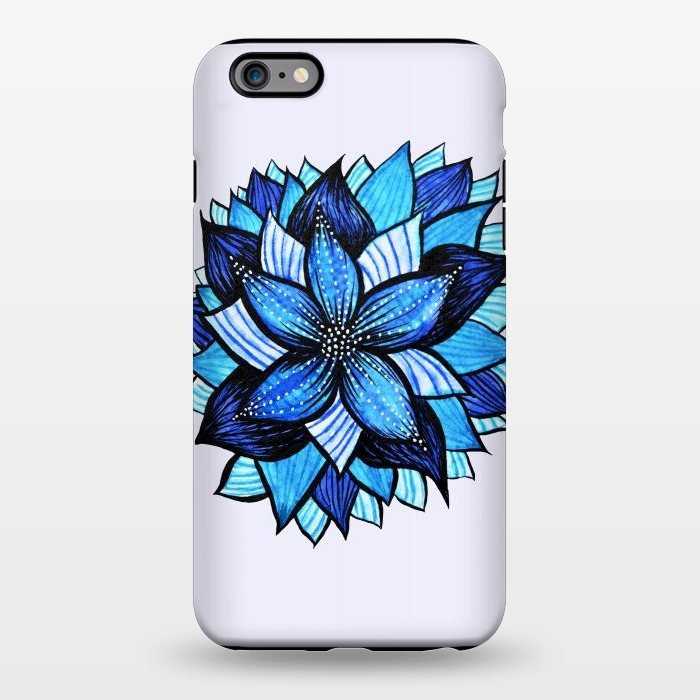 iPhone 6/6s plus StrongFit Beautiful Abstract Hand Drawn Zentangle Blue Flower by Boriana Giormova