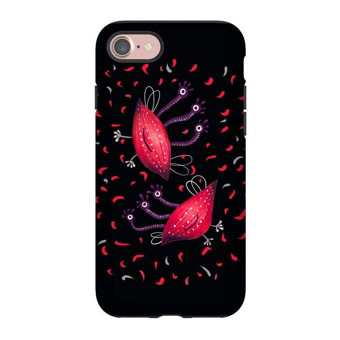 iPhone 7 StrongFit Cute Funny Red Three Eyed Cartoon Aliens by Boriana Giormova