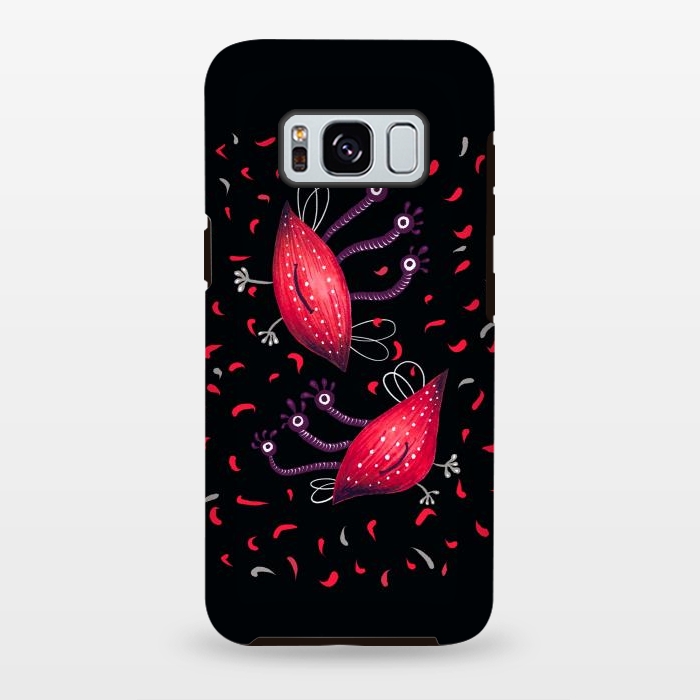 Galaxy S8 plus StrongFit Cute Funny Red Three Eyed Cartoon Aliens by Boriana Giormova