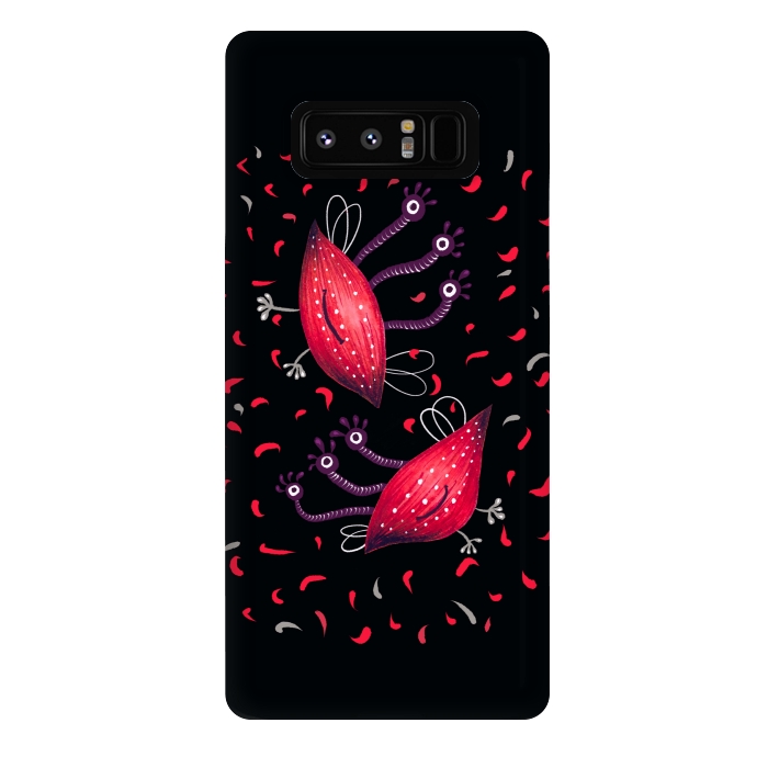 Galaxy Note 8 StrongFit Cute Funny Red Three Eyed Cartoon Aliens by Boriana Giormova