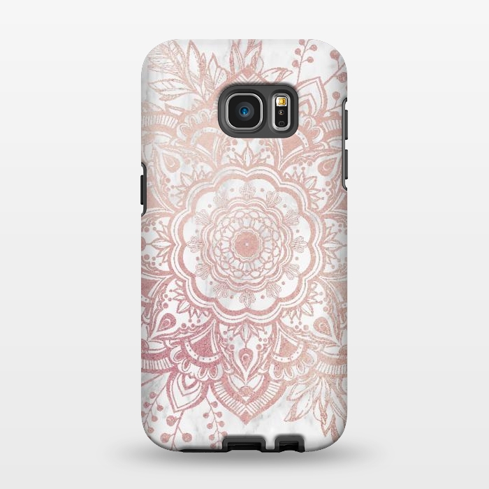 Galaxy S7 EDGE StrongFit Queen Starring of Mandala-White Marble by ''CVogiatzi.