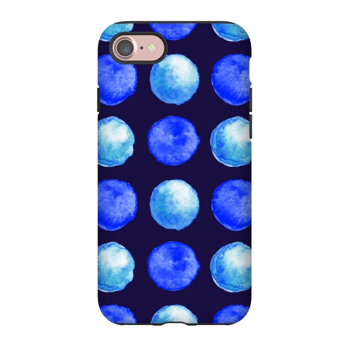iPhone 7 StrongFit Winter Blue Watercolor Large Dots Pattern by Boriana Giormova
