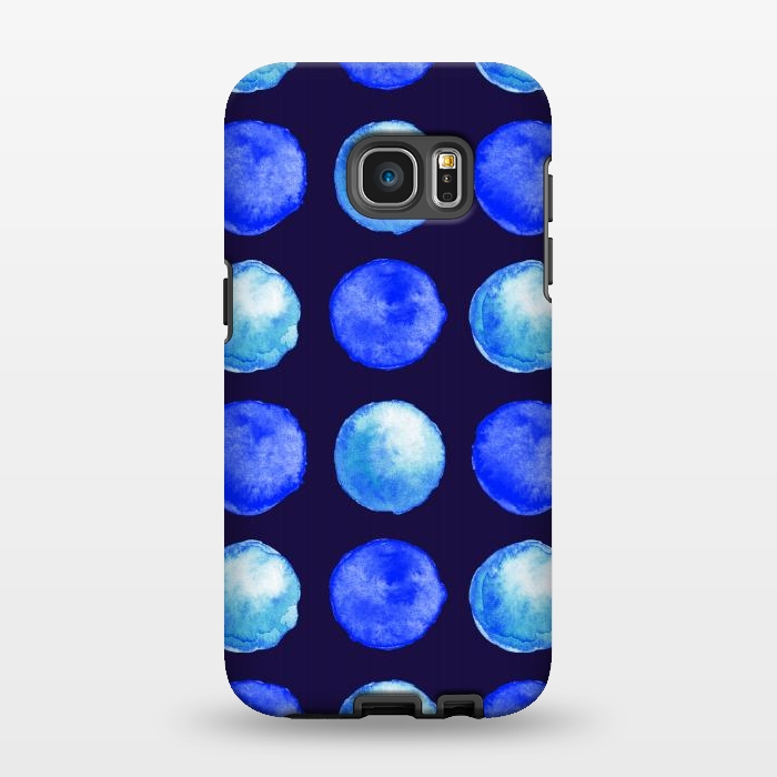 Galaxy S7 EDGE StrongFit Winter Blue Watercolor Large Dots Pattern by Boriana Giormova