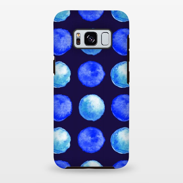 Galaxy S8 plus StrongFit Winter Blue Watercolor Large Dots Pattern by Boriana Giormova