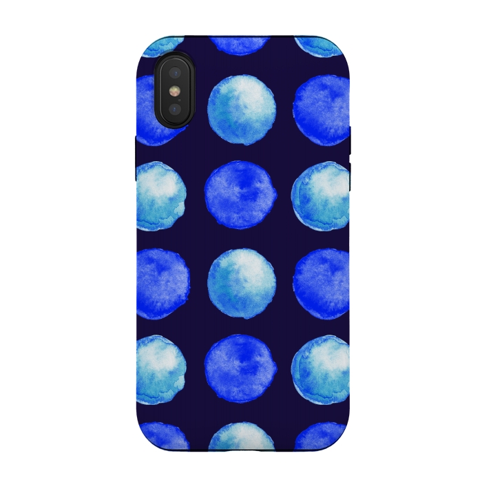 iPhone Xs / X StrongFit Winter Blue Watercolor Large Dots Pattern by Boriana Giormova