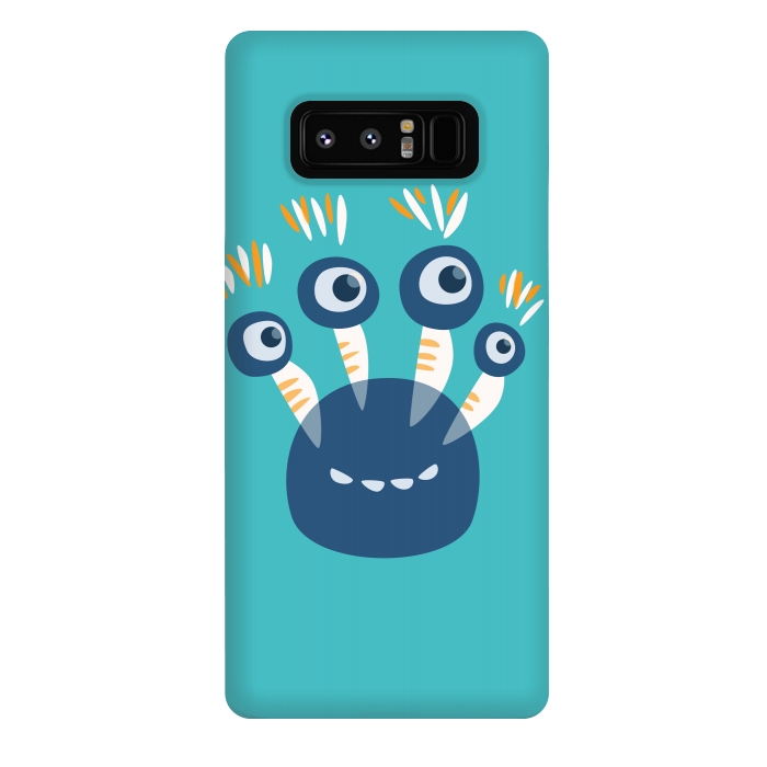 Galaxy Note 8 StrongFit Cute Blue Cartoon Monster With Four Eyes by Boriana Giormova