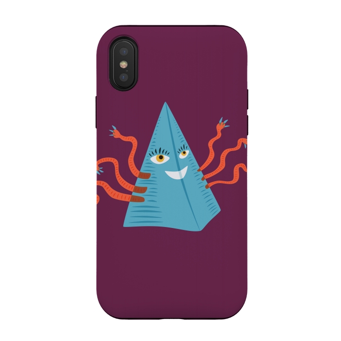 iPhone Xs / X StrongFit Weird Blue Alien Pyramid Character With Tentacles by Boriana Giormova