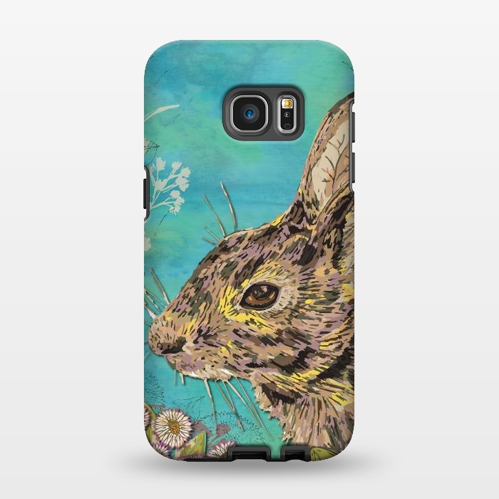 Galaxy S7 EDGE StrongFit Rabbit and Daisies by Lotti Brown