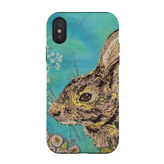 iPhone Xs / X StrongFit Rabbit and Daisies by Lotti Brown