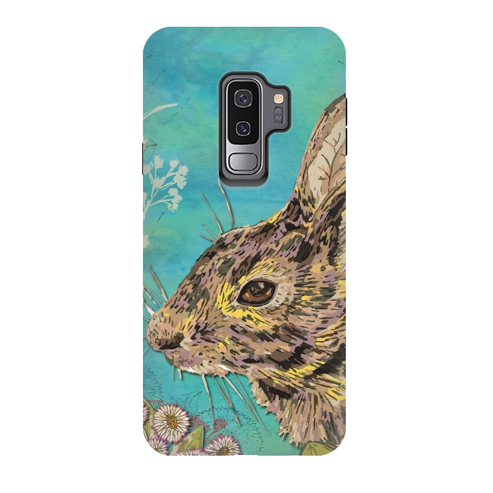 Galaxy S9 plus StrongFit Rabbit and Daisies by Lotti Brown
