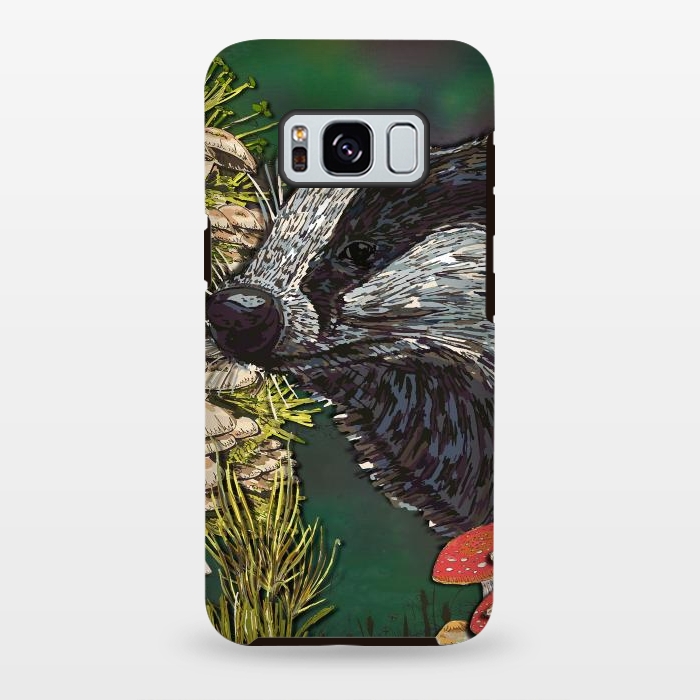 Galaxy S8 plus StrongFit Badger Woodland Walk by Lotti Brown