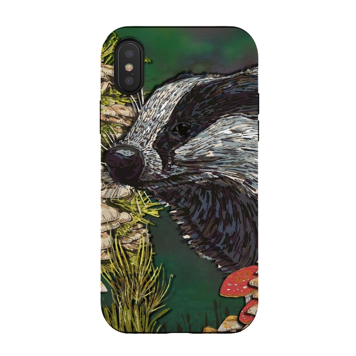 iPhone Xs / X StrongFit Badger Woodland Walk by Lotti Brown