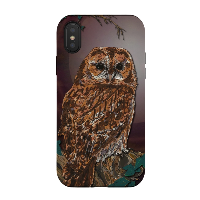 iPhone Xs / X StrongFit Tawny Owl - Mistress of the Night by Lotti Brown