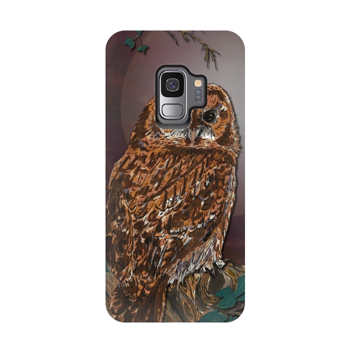 Galaxy S9 StrongFit Tawny Owl - Mistress of the Night by Lotti Brown