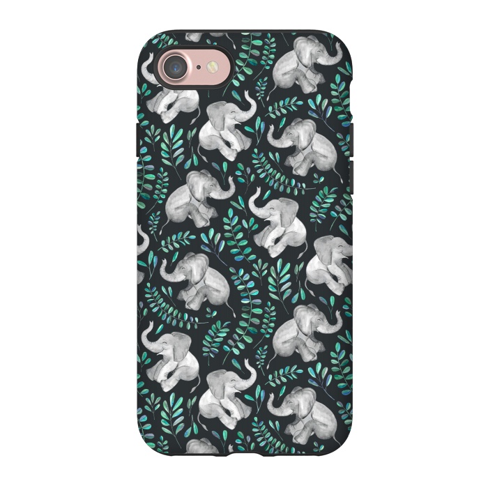 iPhone 7 StrongFit Laughing Baby Elephants by Micklyn Le Feuvre