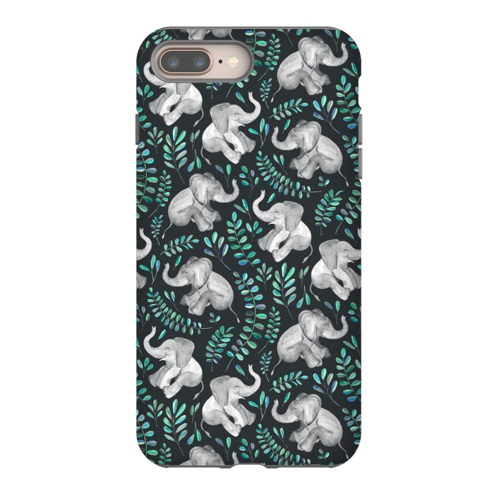 iPhone 7 plus StrongFit Laughing Baby Elephants by Micklyn Le Feuvre