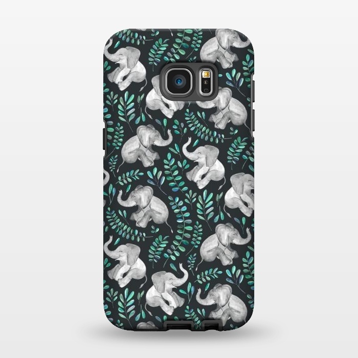 Galaxy S7 EDGE StrongFit Laughing Baby Elephants by Micklyn Le Feuvre