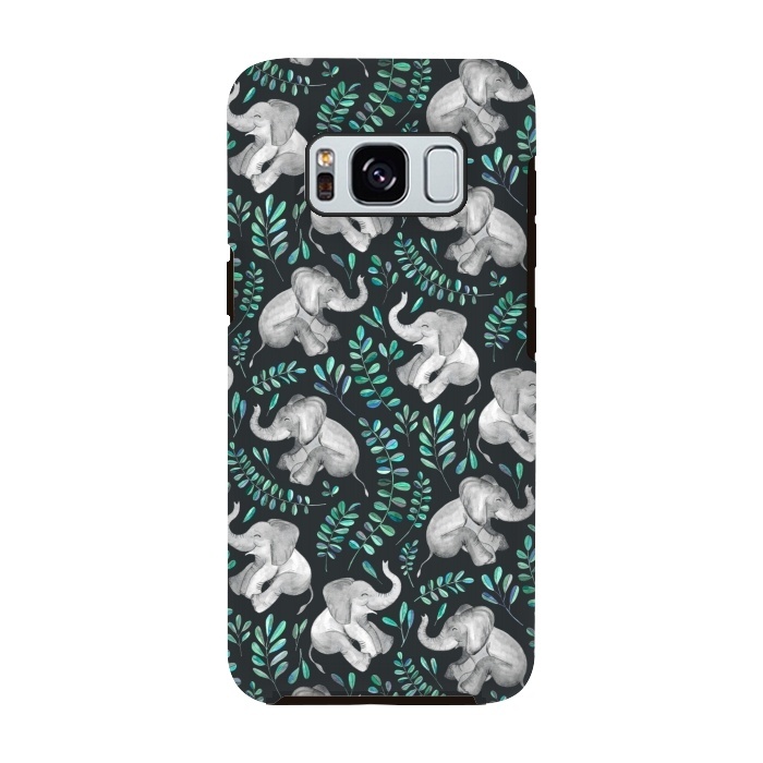 Galaxy S8 StrongFit Laughing Baby Elephants by Micklyn Le Feuvre