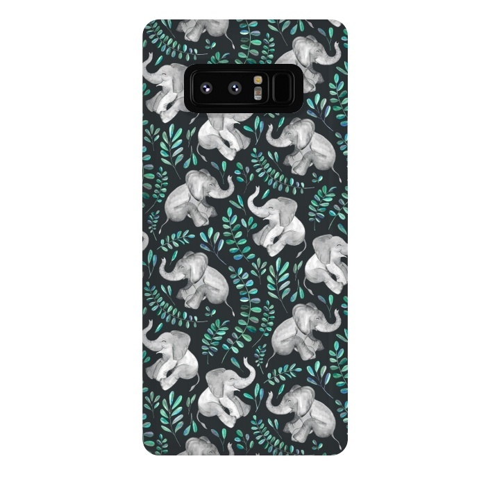 Galaxy Note 8 StrongFit Laughing Baby Elephants by Micklyn Le Feuvre
