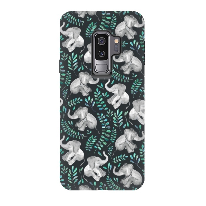 Galaxy S9 plus StrongFit Laughing Baby Elephants by Micklyn Le Feuvre