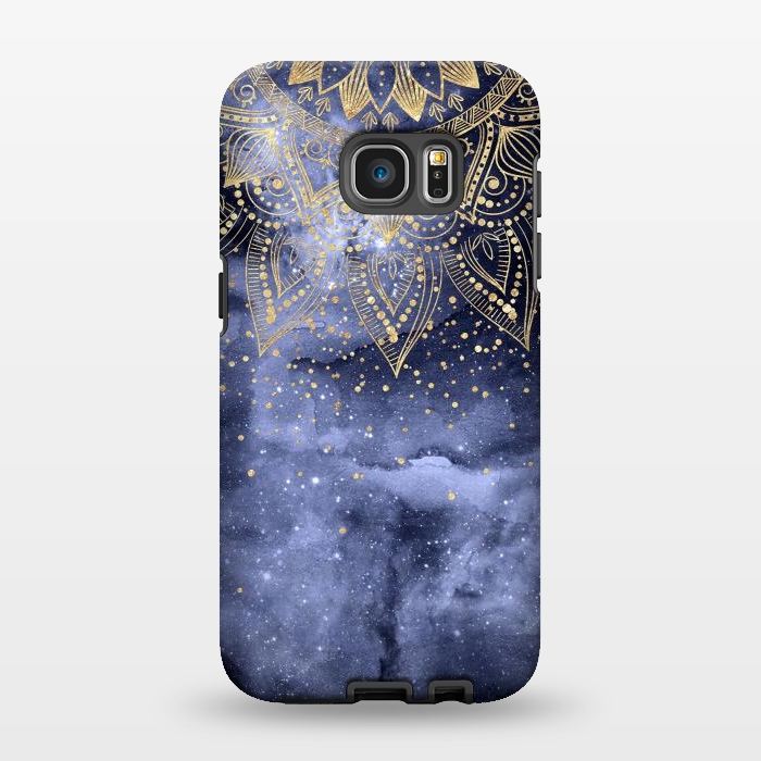 Galaxy S7 EDGE StrongFit whimsical gold mandala confetti design by InovArts