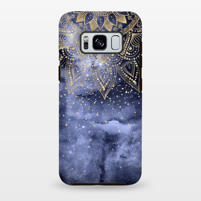 Galaxy S8 plus StrongFit whimsical gold mandala confetti design by InovArts