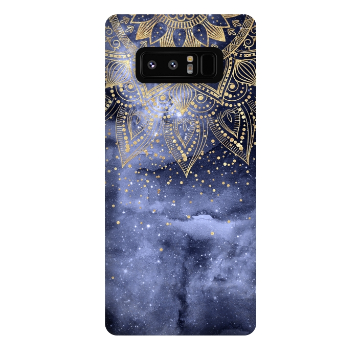 Galaxy Note 8 StrongFit whimsical gold mandala confetti design by InovArts
