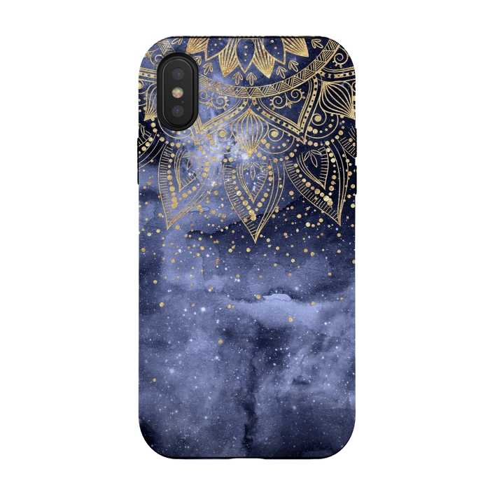 iPhone Xs / X StrongFit whimsical gold mandala confetti design by InovArts