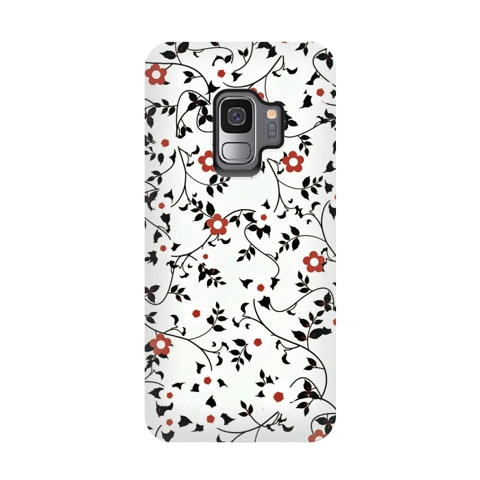 Galaxy S9 StrongFit Read & white flowers by Jms