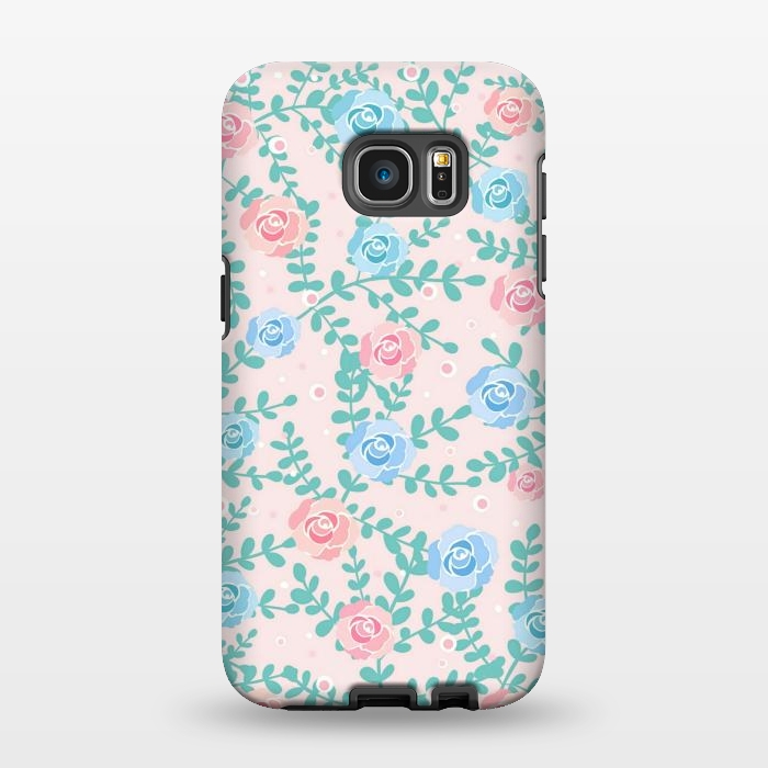 Galaxy S7 EDGE StrongFit Pink blue roses by Jms