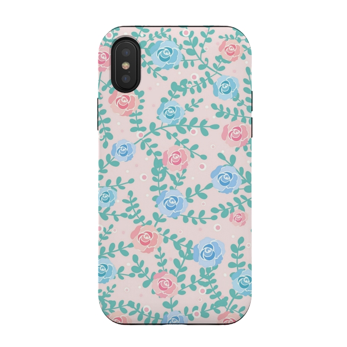 iPhone Xs / X StrongFit Pink blue roses by Jms