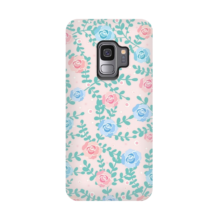 Galaxy S9 StrongFit Pink blue roses by Jms
