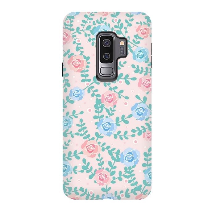 Galaxy S9 plus StrongFit Pink blue roses by Jms