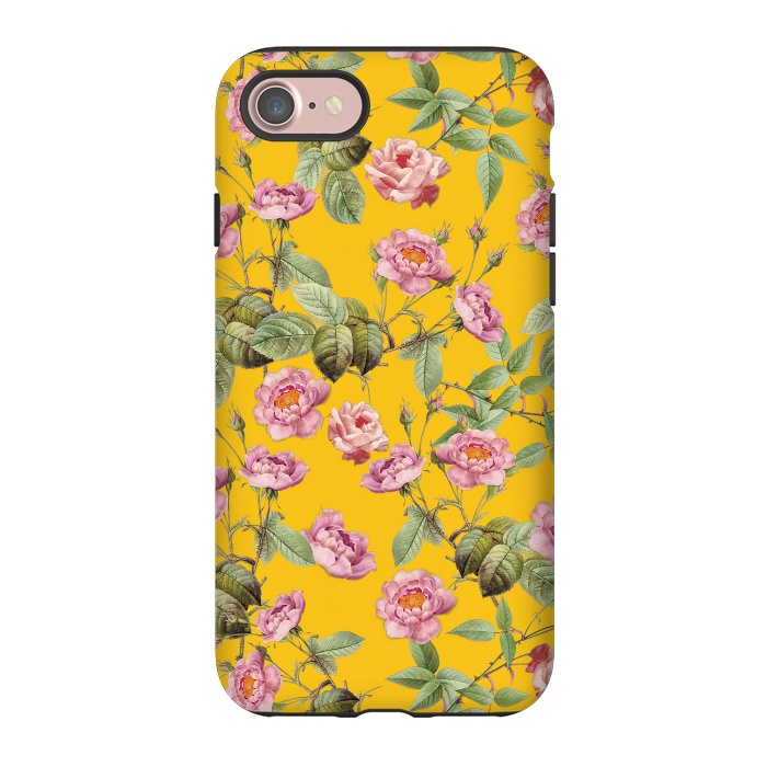 iPhone 7 StrongFit Pink Roses on Yellow by  Utart