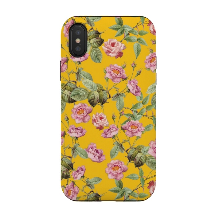iPhone Xs / X StrongFit Pink Roses on Yellow by  Utart