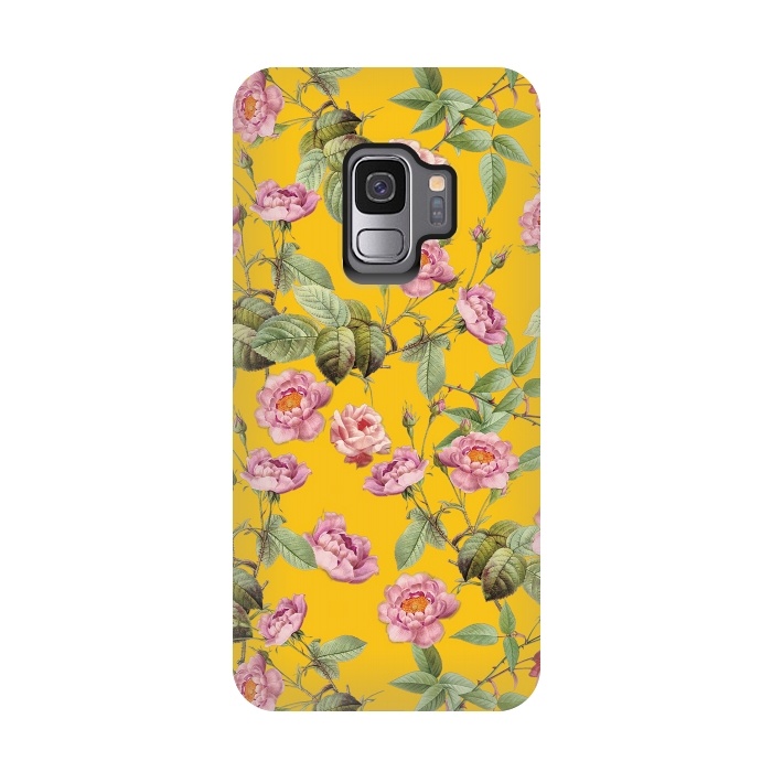 Galaxy S9 StrongFit Pink Roses on Yellow by  Utart